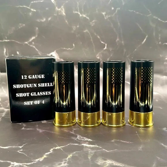 New - American Flag Shot Glasses 4 Piece Set 12 Gauge . - Picture 4 of 4